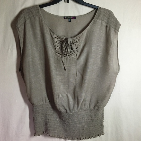 HeartSoul Tops - HeartSoul Plus ruched sleeveless blouse.